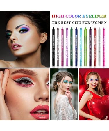Geruicee 12 Colors Glitter Eyeliner Pen Set - Waterproof & Long-Lasting Professional Eye Makeup for Women - Buy Online on GoSupps.com