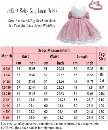 LZH Baby Girls Lace Dress with Bowknot Flower for Wedding & Baptism | 0-24 Months & 2-3 Years | Bean Powder - Buy Online on GoSupps.com