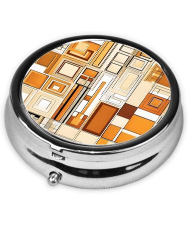 Mid Century Modern Round Pill Box | 3 Compartment Portable Travel Organizer for Medicine Vitamins & Tablets - Decorative Mini Pocket Case - Buy Online on GoSupps.com