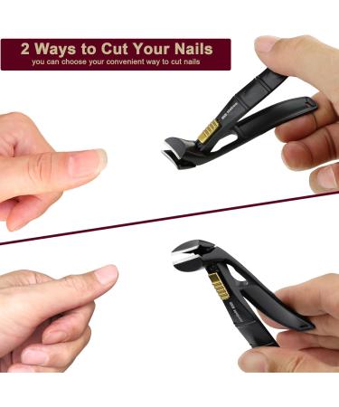 SG Nekoo Angled Head Toenail Clippers for Seniors Thick Nails Wide Jaw Professional Ingrown Toe Nail Clippers with Safety Lock Sharp Large Ergonomic Nail Cutter with Catcher for Men Women Black1P - Buy Online on GoSupps.com
