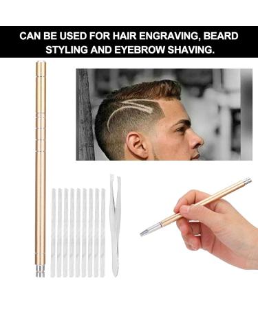 Professional Stainless Steel Eyebrow Shaving Cutter & Hair Engraving Pen - Golden | Perfect for Beard Styling & Precision Grooming - International Shipping Available - Buy Online on GoSupps.com