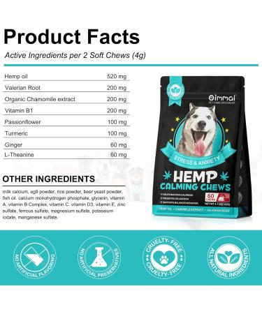 Bieyoc Calming Dog Treats - Natural Ingredients for Dog Anxiety & Stress Relief - Duck Flavor - 60 Chews - Buy Online on GoSupps.com