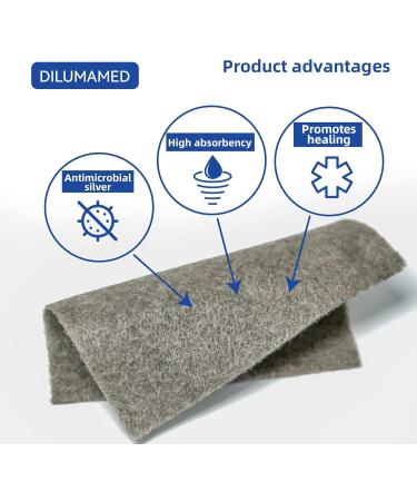 DILUMAMED Silver Calcium Alginate Wound Dressing 4x4 (Pack of 12) - High Absorption Bandage for Bed Sores, Pressure Sores, Leg Ulcers, Diabetic Foot Wound Care - Buy Online on GoSupps.com