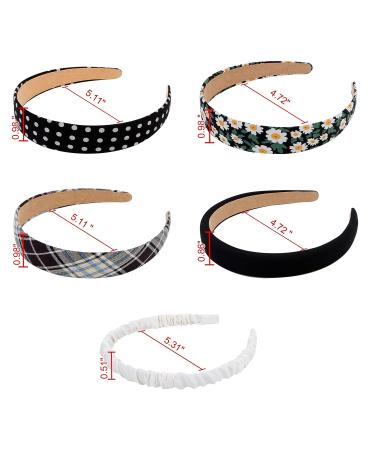 WHAVEL 5PCS Black Padded Headbands for Women - Non-slip Cute Floral Hair Bands - Buy Online on GoSupps.com