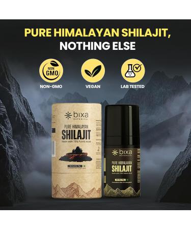 bixa BOTANICAL Shilajit for Men Pure Himalayan Resin with 75% Fulvic Acid Supports Energy Stamina & Muscle Health Fast-Dissolving Lab-Tested Vegan Mess-Free Pump Easy to Carry 50 Servings Shilajit 0.02 Ounce (Pack  - Buy Online on GoSupps.com