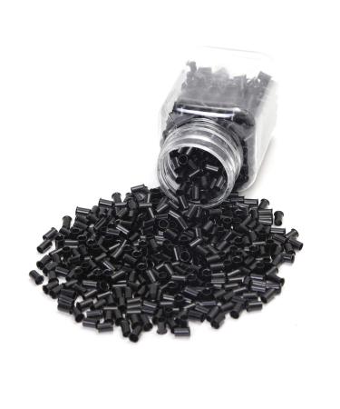 Vlasy 3.4mm Microlink Beads Non-Silicone Copper Tubes Beads Locks Micro Link Ring Tube (1000Pcs  Black) 1000Pcs Black