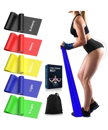 londys Resistance Bands for Working Out, Exercise Bands, Physical Therapy Equipment, 59 Inch Non-Latex Stretching Yoga Strap for Upper & Lower Body, Workouts & Rehab at Home-5 Progressive Resistance 5-25LBS