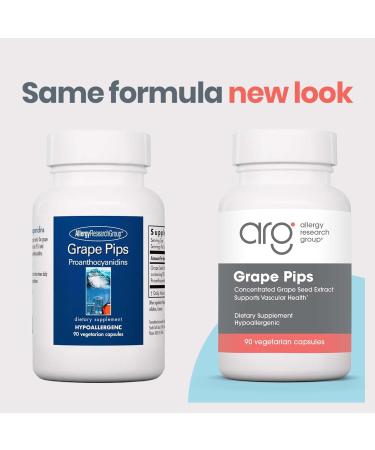 Allergy Research Group Grape Pips - Grape Seed Extract Proanthocyanidins Polyphenols Herbal Supplement Organic 300mg Capsules - 90 Count - Buy Online on GoSupps.com