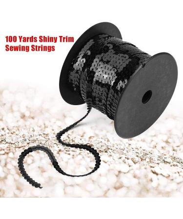 100 Yards 6mm Black Sequin String for Jewelry Making & Costume Accessories | Flat Sequin Trim for Crafts - Buy Online on GoSupps.com