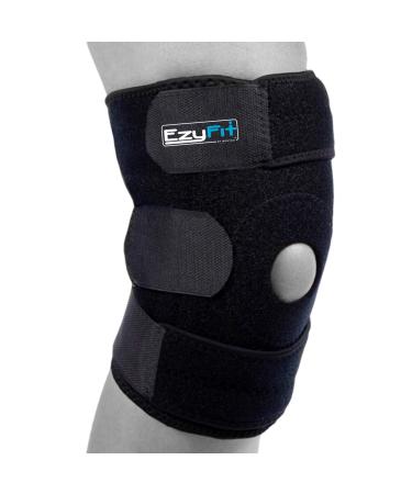 EzyFit Knee Brace Support For Arthritis, ACL, LCL, MCL, Sports Exercise, Meniscus Tear Injury Recovery - Side Stabilizers Open Patella - Best Non-Slip Comfort Fit Adjustable Neoprene Wrap - 3 Sizes Large - Most Popular Siz