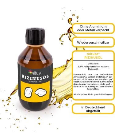  mituso mituso 100% Pure Cold-Pressed Castor Oil - 250 ml - Eyelash Serum - Natural Hair Oil - Buy Online on GoSupps.com