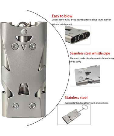 Wanyig 2-Piece 150dB Emergency Whistle Pipe - Stainless Steel Survival Signal Pipe with Keychain | Black & Silver Triller for Sports & Rescue - Buy Online on GoSupps.com