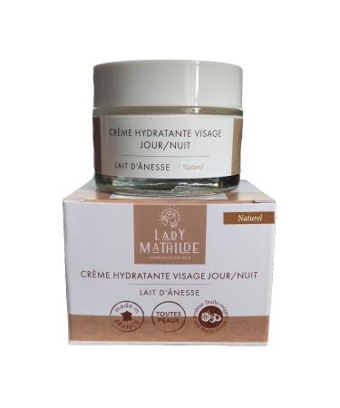 Lady Mathilde - Moisturizing Face Cream - Day/Night - Donkey Milk - 100% natural - Normal Dry Oily Sensitive Skin Redness - Made in France - 50 ml jar