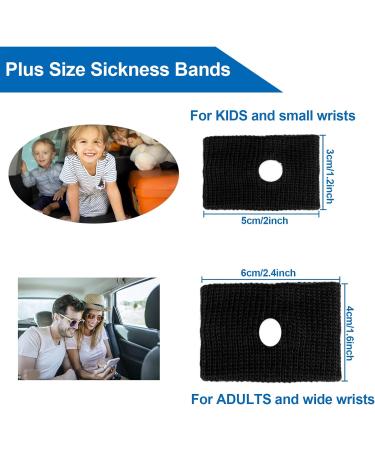 Plus Size Wide Wrists Anti-Sickness Wristbands - 2 Pairs Motion Sickness Relief Bands for Car, Sea, Cruise, Flying, Pregnancy - Black+Blue - Buy Online on GoSupps.com