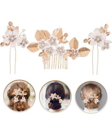 MERRYHAPY 1 Set Leaves and Flowers Hair Comb Bridal Headpiece Hair Comb Clips Hair Accessories for Women Flower Hair Clips for Women Hair Comb for Flower Headpieces for Women - Buy Online on GoSupps.com