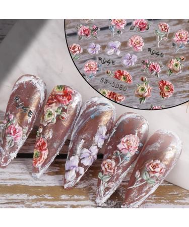 JMEOWIO 3D Spring Flower Nail Art Stickers - 5 Sheets - Buy Online on GoSupps.com