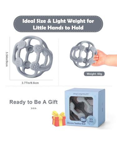 McGmitt BPA-Free Silicone Baby Ball Bite Ring - Soft Gripping Toy for Babies 6 Months & Up - Flexible Motorik Ball in Gray - Buy Online on GoSupps.com