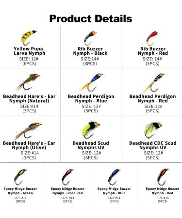 IEVEI Fly Fishing Flies Kit - Premium Hand-Tied Assortment for Trout Fishing - 61 Pcs with Portable Fly Box - Buy Online on GoSupps.com