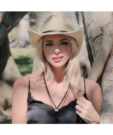 Lanzom Western Cowboy Hat | Shapeable Wide Brim | Summer Sun Beach Hat - Beige | Men Women - Buy Online on GoSupps.com