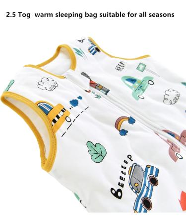 Chilsuessy Toddler Sleeping Bag with Feet 2.5 Tog - City Traffic 80cm/2-3 Years (CPC Certified) | Cotton Wearable Blanket for Infant Walking Pyjamas - Buy Online on GoSupps.com