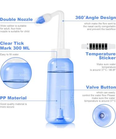 URAQT Neti Pot - 300ml Nasal Rinse Kit with Salt Packets & Thermometer Stickers | BPA Free Sinus Irrigation for Adults & Kids - International Shipping Available - Buy Online on GoSupps.com