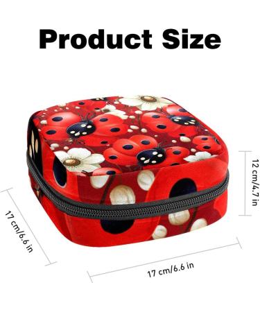 Anna Cowper Red Black Ladybugs Flowers Menstrual Cup Pouch - Portable Period Bag for Women/Girls | Multi-Colored Sanitary Napkin Storage Case - Buy Online on GoSupps.com