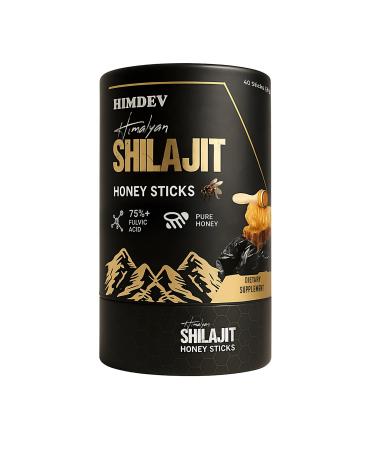 Himdev Shilajit Honey Sticks (40 Pack) with Organic Honey for Natural Energy On-the-Go Vitality Great Taste