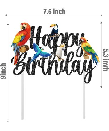 Parrot Birthday Cake Topper Tropical Bird Themed Birthday Decoration Parrot Happy Birthday Cake Pick Toucan Parrot Party Cake Decor for Flying Birds Baby Shower Supplies - Buy Online on GoSupps.com