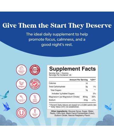 Kid's Relaxing Calm Magnesium Gummies - 85mg Elemental Magnesium for Nerve, Bone, and Muscle Health - Gelatin and Gluten-Free Formula for Daily Wellness - Buy Online on GoSupps.com