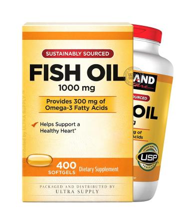 Kirk Lands Signatures Fish Oil 1000 mg (400 ct Value Pack) Softgels Gluten Free