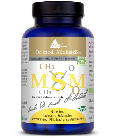 MSM Dr.med.Michalzik |Daily dose - high -quality organically bound sulfur 1200mg |100% pure methyl sylfonyl -methane - 100 capsules - without additives - from Biotikon