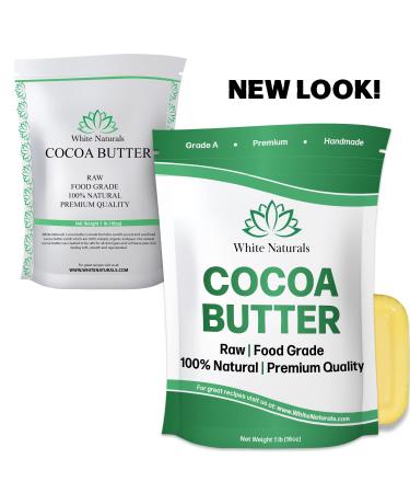 White Naturals Organic Cocoa Butter 1lb - Unrefined Raw 100% Pure Natural Skin and Hair Moisturizer - Ideal for DIY Recipes, Body Butters, Soap Making, Lotions, and Stretch Marks Cream - Lip Balm - 16 oz Block - Buy Online on GoSupps.com