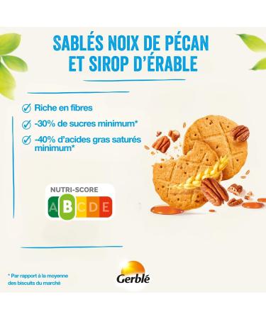 Gerbl Reduced Content Pecan and Maple Syrup Shortbread Without Palm Oil 3 Individual Sachets 12 Biscuits 132 g 197633 - Buy Online on GoSupps.com