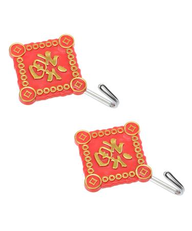STOBAZA 2pcs Hook up Towel Hook Badroom Wall Hook Metal s Hooks Adhesive Hooks Chinese Style Chinese Knot 8x6cm Assorted Color