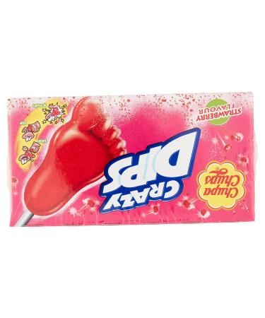 Chupa Chups Crazy Dips Strawberry - 24 Strawberry Lollipops with Crackling Effect & Shower Powder - Perfect for Christmas - Buy Online - Buy Online on GoSupps.com