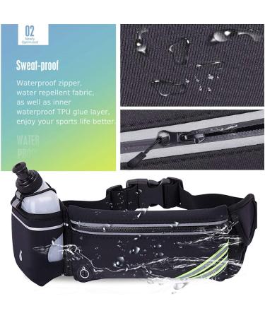 MOVOYEE Running Belt with Water Bottle Holder for iPhone 13 12 11 Pro Max Xr Xs X 8 7 6 Plus Mini/Galaxy Reflective Phone Belt Bag for Running Women Men Hydration Waist Pack Fanny Pack Runner Pouch 01-Black - Buy Online on GoSupps.com