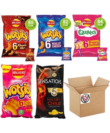 Wotsits Flamin Hot Really Cheesy Prawn Cocktail Quavers Prawn Cocktail & Sensations Thai Sweet Crisps Multipack Bags | Pick any type & Number of Bags - Buy Online on GoSupps.com