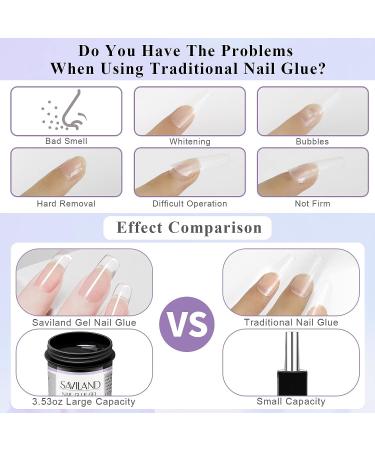 Saviland 100G Clear Nail Glue Gel | Large Capacity 3.53OZ UV LED Gel for Press On Nails, Acrylic Extensions - Professional Grade for Salon & DIY Manicures - Buy Online on GoSupps.com