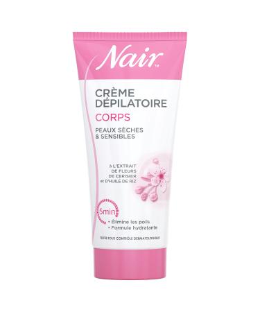 NAIR - Special Body Hair Removal Cream for Dry & Sensitive Skin, with Cherry Blossom & Rice Oil Extracts, Moisturizing Formula