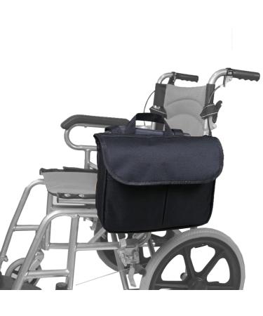 Side Wheelchair Bag Oxford Cloth Sturdy Handle Wheelchair Pouch Large Capacity Wheelchair Storage Bag Walker Accessories (Black)