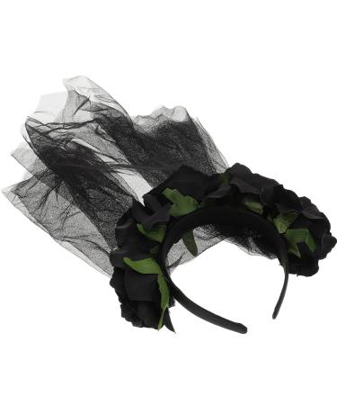 Lurrose Rose Floral Crown Headband | Day of the Dead Costume Accessory for Halloween & Festivals - Black Pattern - Buy Online on GoSupps.com