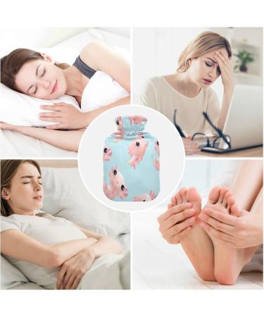Cute Axolotl Heat Bottle | 1L Hot Water Bottle with Plush Cover | Winter Warmer for Kids Men & Women - Buy Online on GoSupps.com