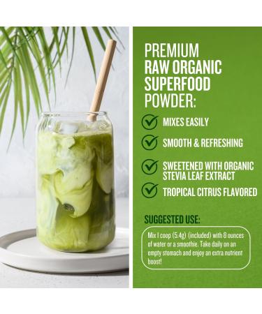 Organic Raw Wheatgrass Juice Powder - USDA Certified Organic Wheatgrass Powder w/Chlorophyll Trace Minerals & Natural Enzymes - Ultra-Concentrated - Citrus Flavor - (28 Servings) Lemon - Buy Online on GoSupps.com