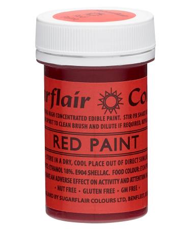 Sugarflair Red Edible Food Paint for Painting Icing Sugar Pastes Flower & Modelling Pastes Royal Icing Marzipan & Buttercream - 20g