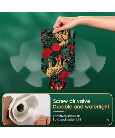 Leopard Rose Hot Water Bottle with Plush Cover - Cozy Bed Warmer for Adults & Kids | 26.5x15.3cm - International Shipping Available - Buy Online on GoSupps.com