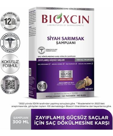 Bioxcin Black garlic shampoo 300 ml strengthening shampoo against hair loss with 100 black garlic extract for powerful healthy hair growth - Buy Online on GoSupps.com