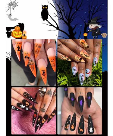 Halloween Nail Art Glitter Stickers Decoration Kit - 3 Boxes Holographic Sequins & Acrylic Decals for DIY Halloween Nails - Buy Online on GoSupps.com