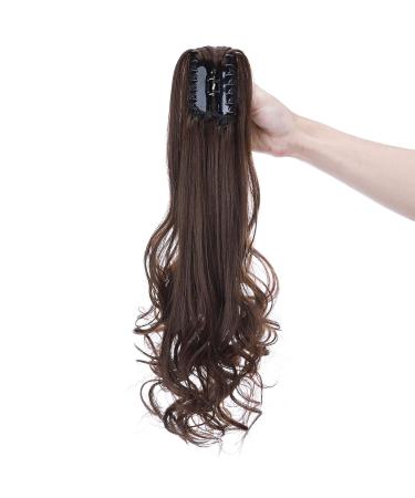 Ponytail Extension with Clip - 18 Heat Resistant Medium Brown Braid - Real Hair Look Smooth & Corrugated Styles - International Shipping Available - Buy Online on GoSupps.com