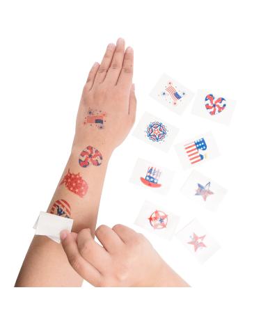 1.5 Patriotic American Flag Colorful Theme Washable Temporary Tattoos for Children & Adults  Face Art  Mini Stick Peel On & Off (144 Pieces)