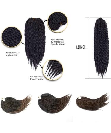 12 Inch Havana Mambo Twist Crochet Braids Ombre Brown Senegalese Twist Braids Hair Extensions Synthetic Twists Braiding Hair (12 Inch 1B/30) 12 Inch #1B/30 - Buy Online on GoSupps.com